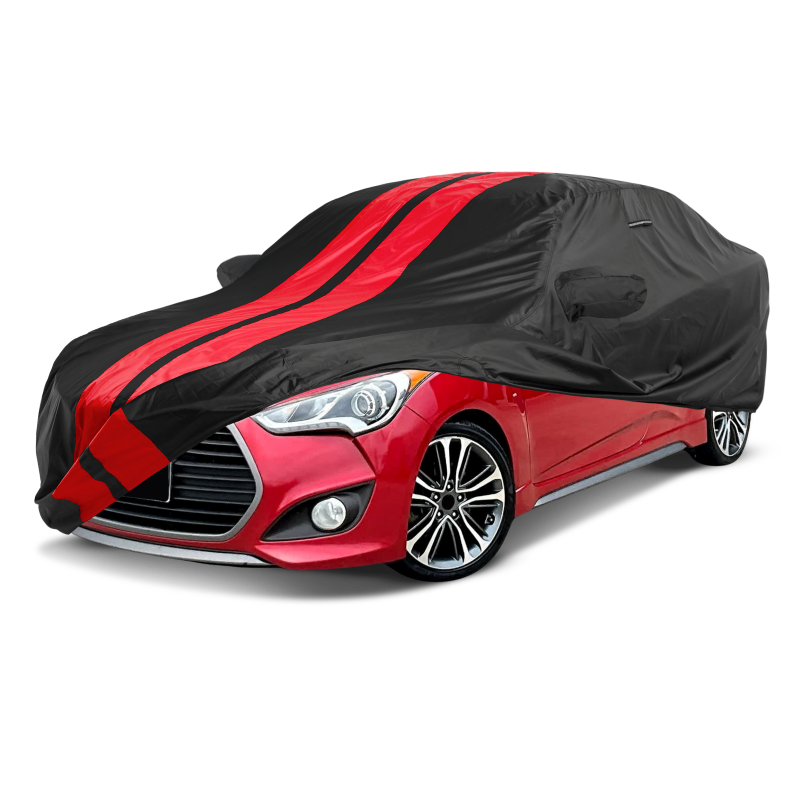 Hyundai Veloster 2012-2022 Black Red Pro Series Car Cover