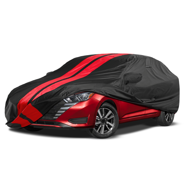 Nissan Versa 2007-2025 Black Red Pro Series Car Cover