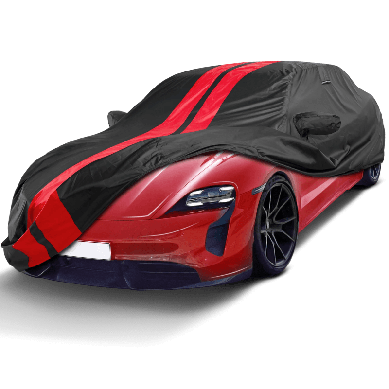 Porsche Taycan 2020-2024 Black Red Pro Series Car Cover