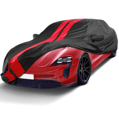 Porsche Taycan 2020-2024 Black Red Pro Series Car Cover